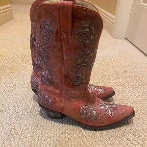Red corral snip toe boots